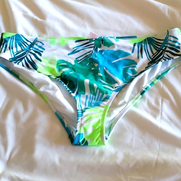 xhilaration Blue/Green Tropical Leaf Print Hipster Swim Bottoms Size 24/26W # - Picture 1 of 4